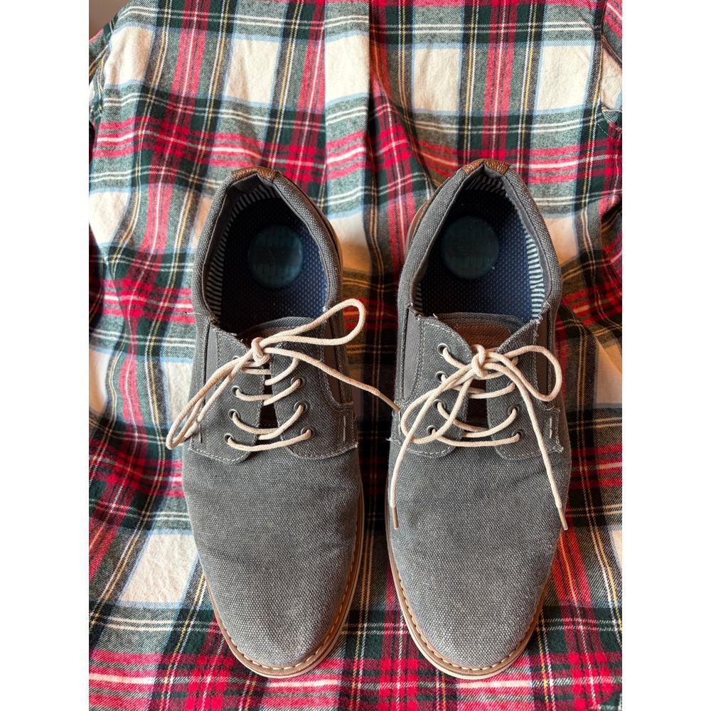 Nunn Bush Mens Grey Canvas Comfort Gel Lace Up Oxford Shoes Size 12 M